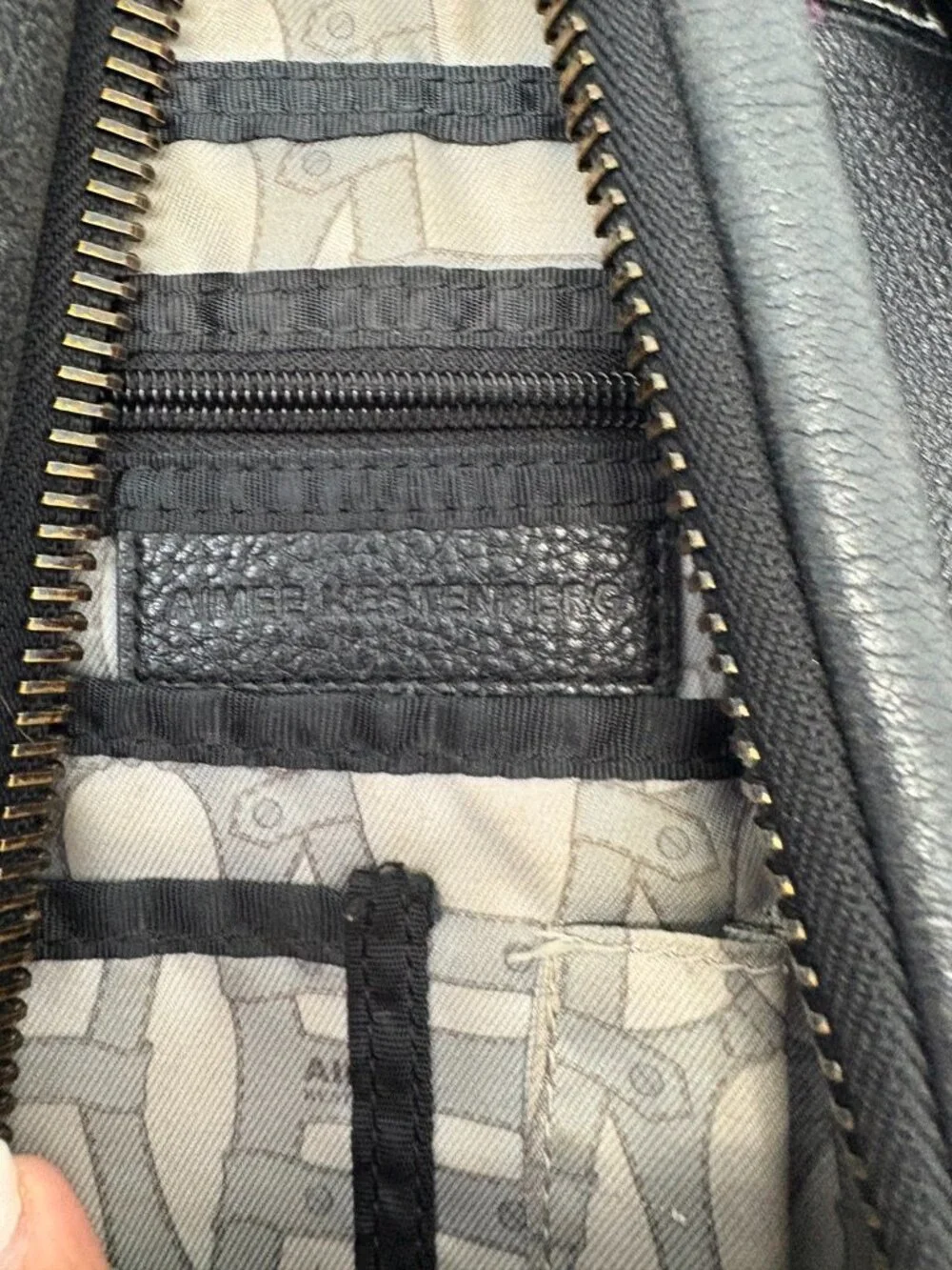 Aimee Kestenberg Tamitha Black Leather Embroidered Backpack Geometric Detail